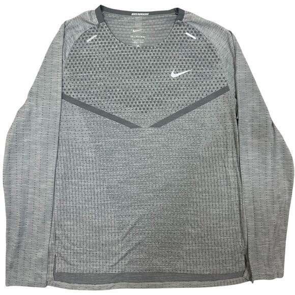 Nike TechKnit Ultra Shirt Mens Large Gray Dri-Fit ADV Running Long Sleeve NEW - Picture 1 of 7
